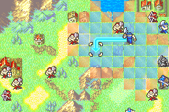 Fire Emblem gameplay dashboard showing map state, units, and AI decision context