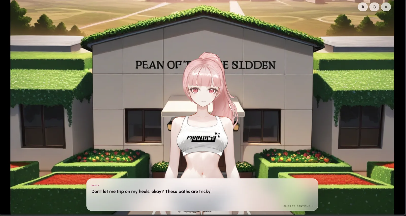 Rally adventure scene with Live2D character, visual novel background, and dialogue box