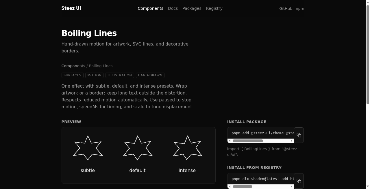 Boiling Lines motion primitive with intensity presets